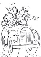 kolorowanki Kaczor Donald jedzie samochodem z Daisy - malowanki do wydruku numer  68